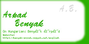 arpad benyak business card